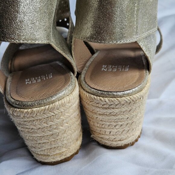 Eileen Fisher Willow Espadrille Wedge Sandals Size 7.5 - Picture 5 of 12